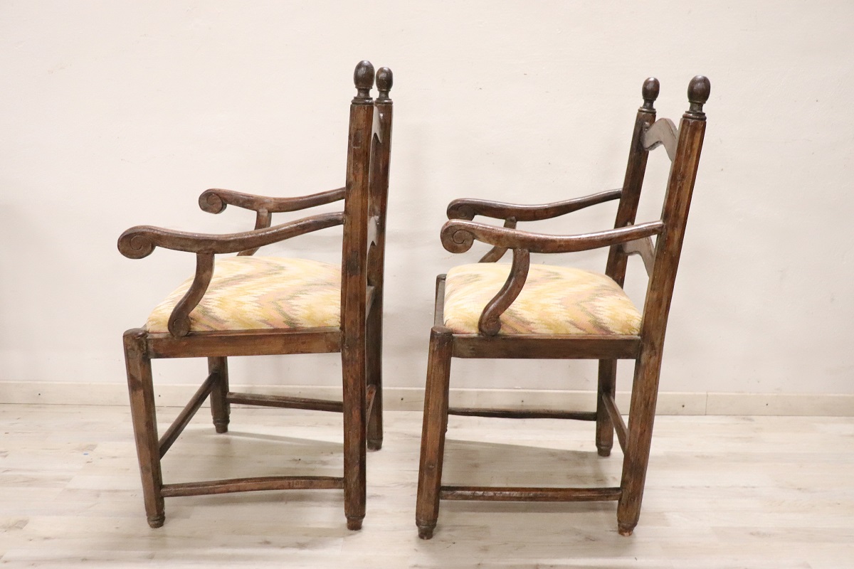 Antique Armchairs in Walnut, 18th Century, Set of 2