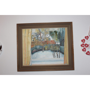 Vintage British Snow Scene Oil Painting By By Sussex Artist Jean Crummack