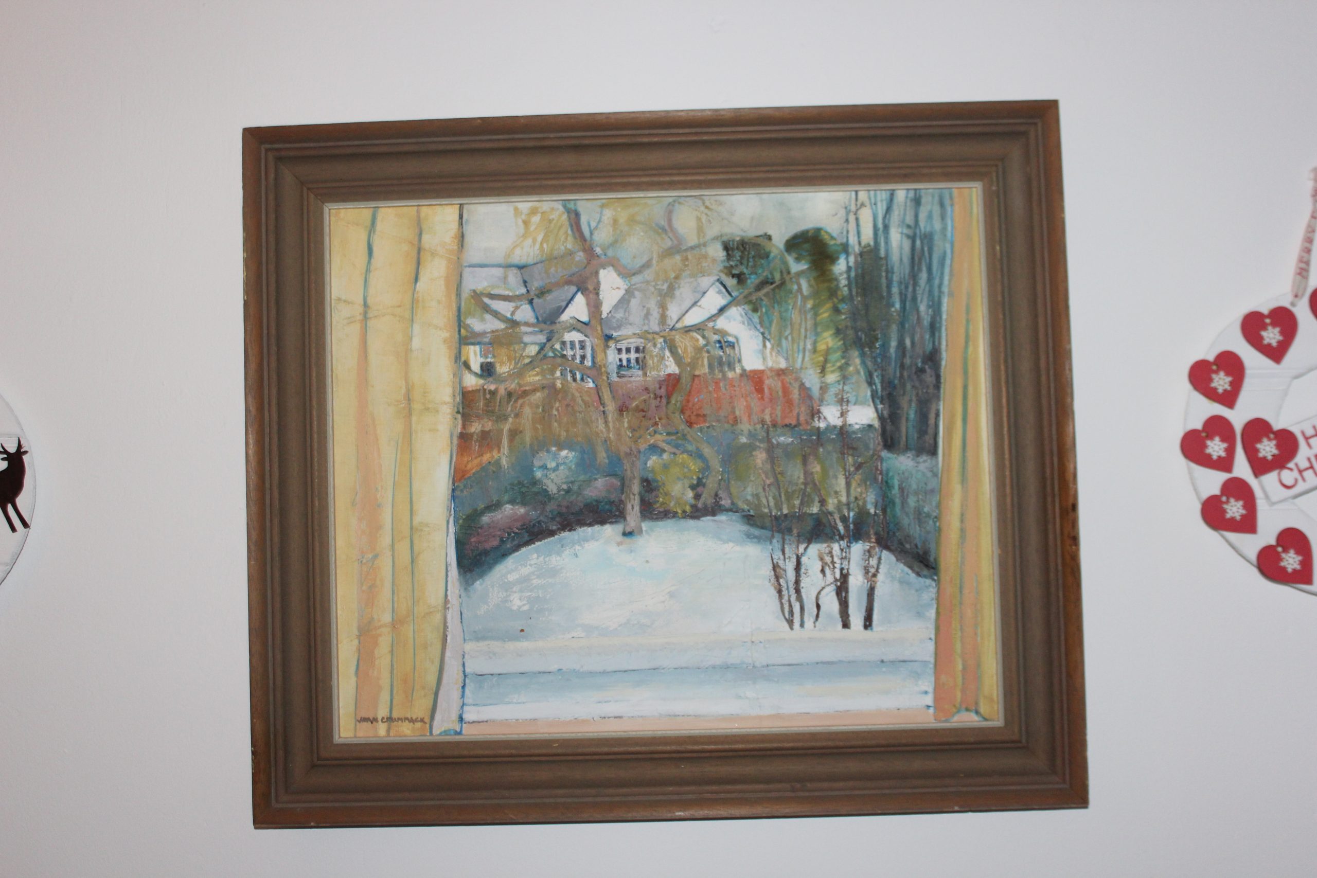 Vintage British Snow Scene Oil Painting By By Sussex Artist Jean Crummack
