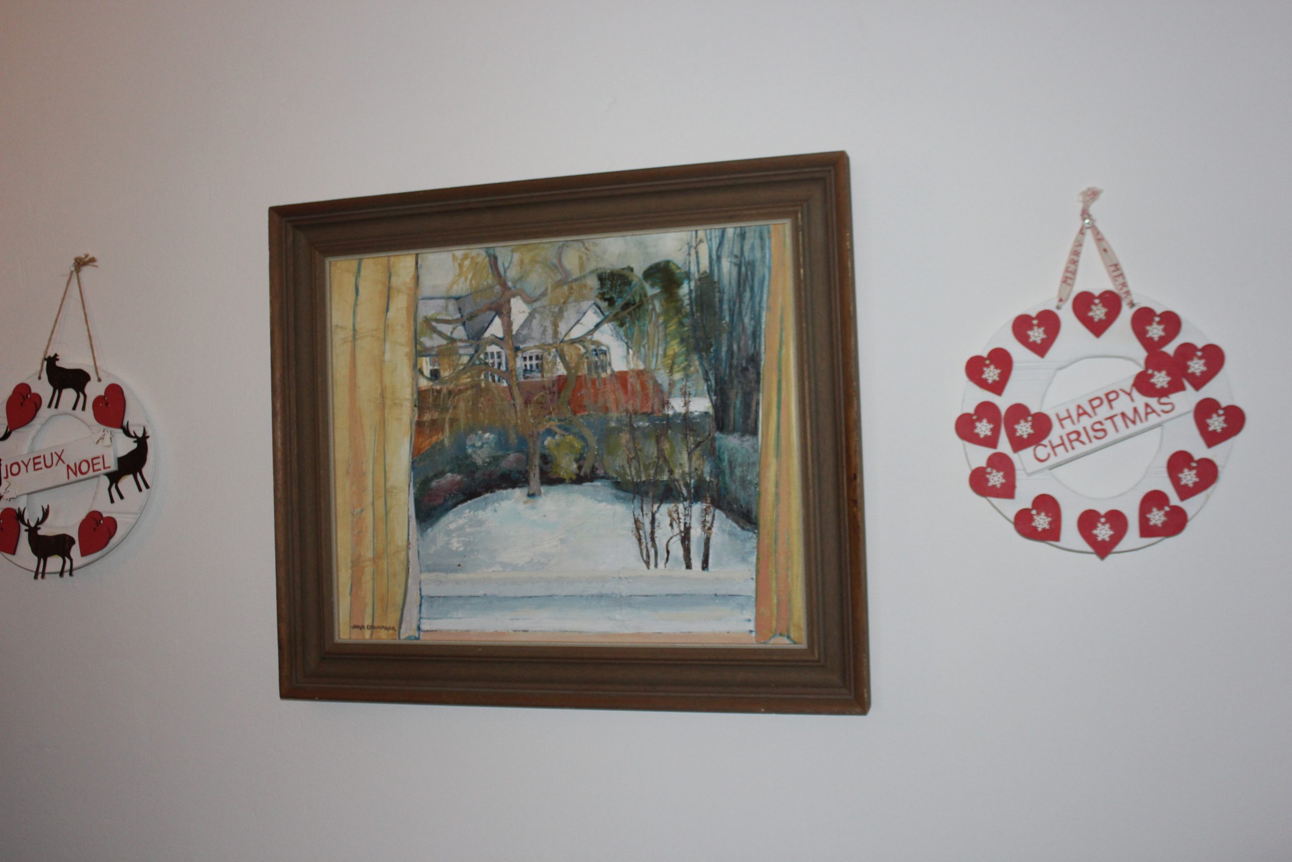Vintage British Snow Scene Oil Painting By By Sussex Artist Jean Crummack