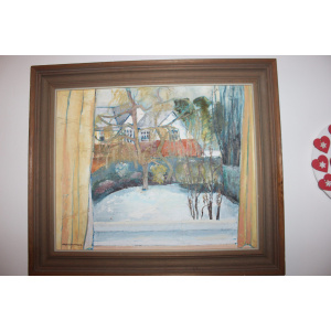 Vintage British Snow Scene Oil Painting By By Sussex Artist Jean Crummack