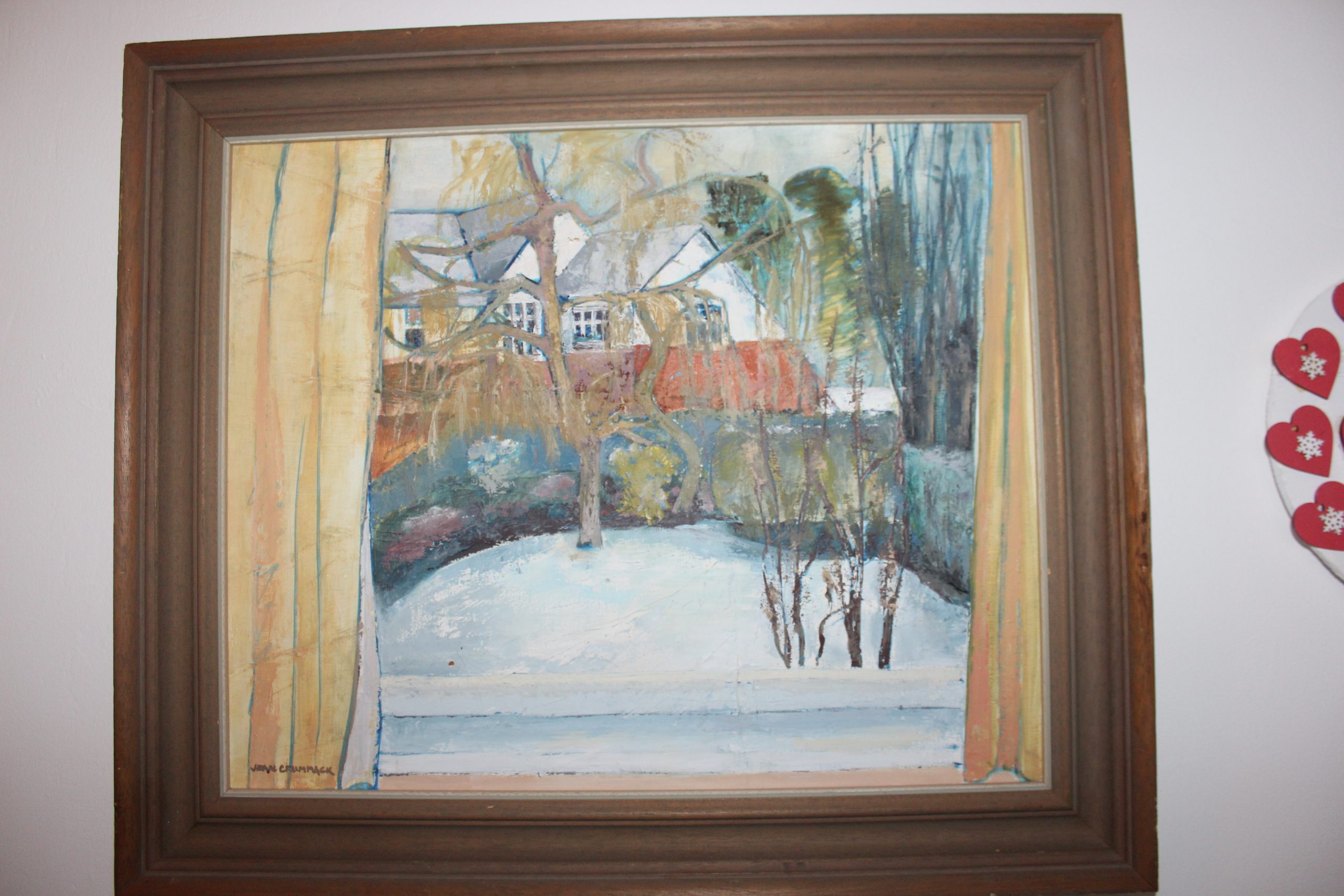 Vintage British Snow Scene Oil Painting By By Sussex Artist Jean Crummack