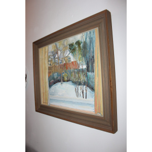 Vintage British Snow Scene Oil Painting By By Sussex Artist Jean Crummack