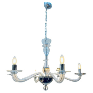 Italian Murano Clear Glass Chandelier By Sylcom, 1990s