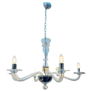 Italian Murano Clear Glass Chandelier By Sylcom, 1990s