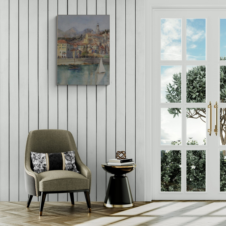Antique Italian Riviera Possibly Portofino Watercolour