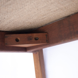 Arm Chairs By Jens Risom For Knoll In Walnut & Newly Upholstered In Blue Fabric, 1960s