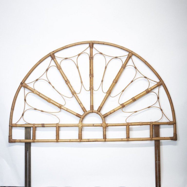 Decorative Vintage Double Bamboo & Cane Headboard, 1970s