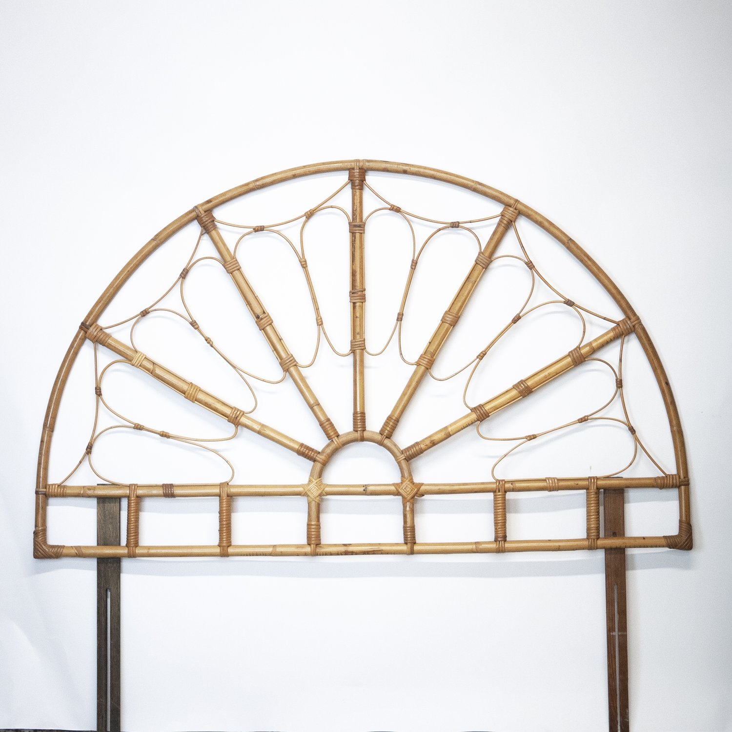 Decorative Vintage Double Bamboo & Cane Headboard, 1970s