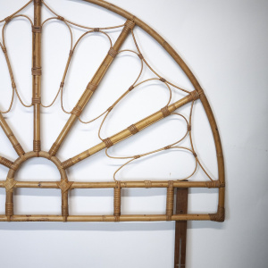 Decorative Vintage Double Bamboo & Cane Headboard, 1970s