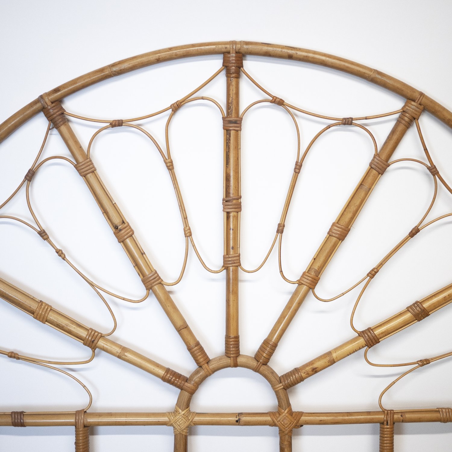 Decorative Vintage Double Bamboo & Cane Headboard, 1970s