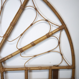 Decorative Vintage Double Bamboo & Cane Headboard, 1970s