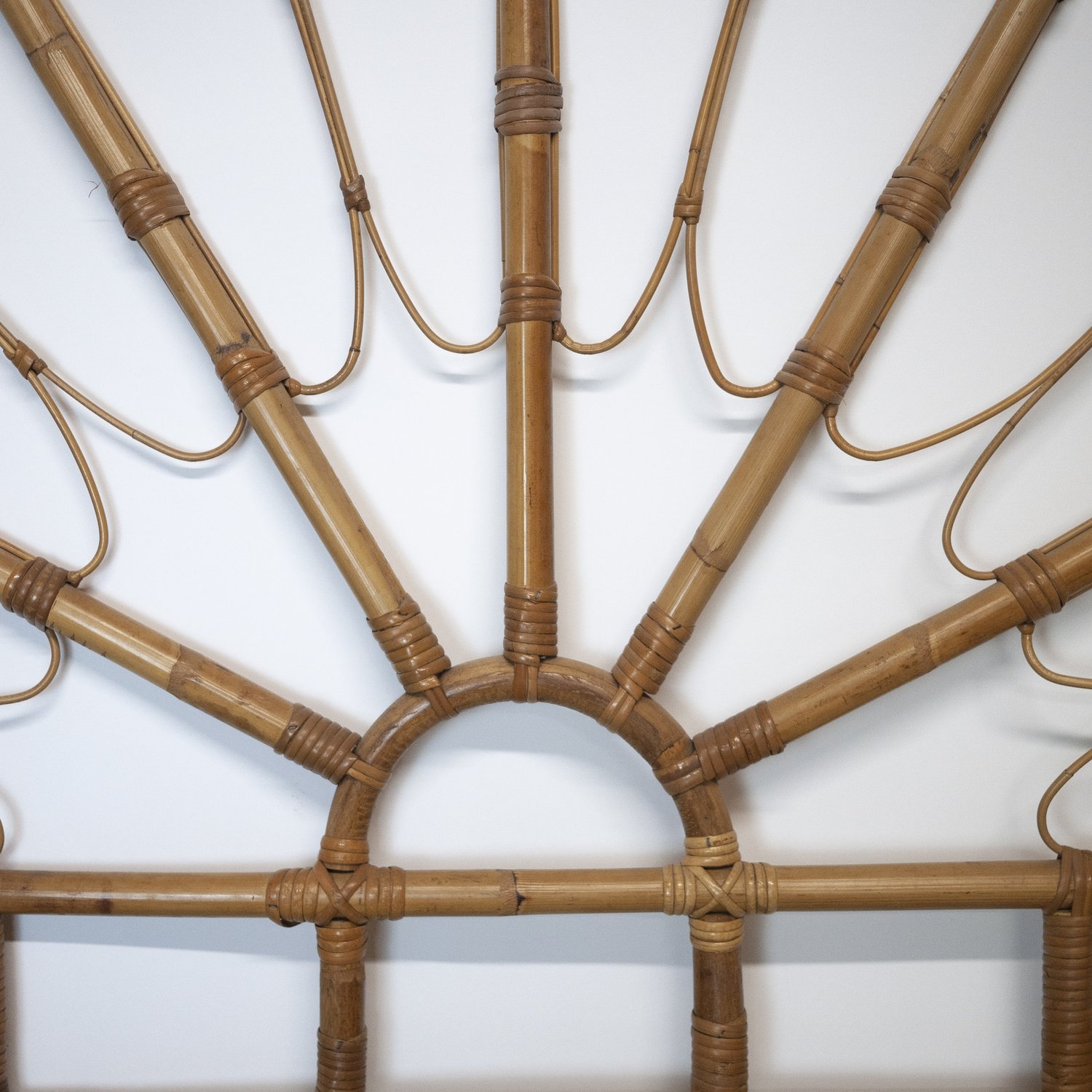 Decorative Vintage Double Bamboo & Cane Headboard, 1970s