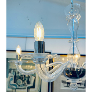 Italian Murano Clear Glass Chandelier By Sylcom, 1990s