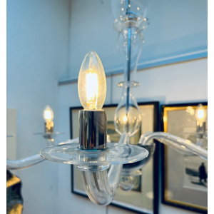 Italian Murano Clear Glass Chandelier By Sylcom, 1990s
