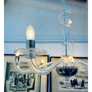 Italian Murano Clear Glass Chandelier By Sylcom, 1990s