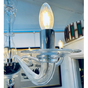Italian Murano Clear Glass Chandelier By Sylcom, 1990s