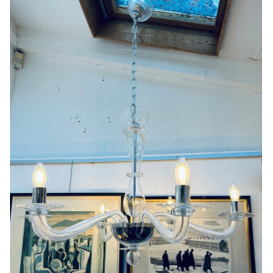 Italian Murano Clear Glass Chandelier By Sylcom, 1990s