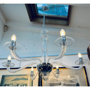 Italian Murano Clear Glass Chandelier By Sylcom, 1990s