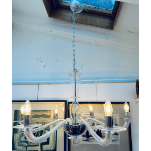 Italian Murano Clear Glass Chandelier By Sylcom, 1990s