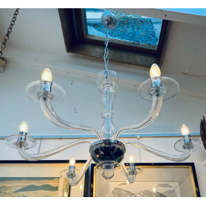 Italian Murano Clear Glass Chandelier By Sylcom, 1990s