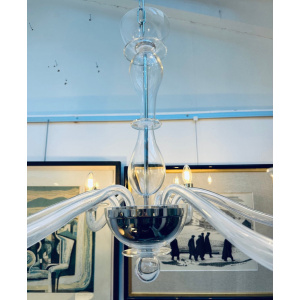 Italian Murano Clear Glass Chandelier By Sylcom, 1990s