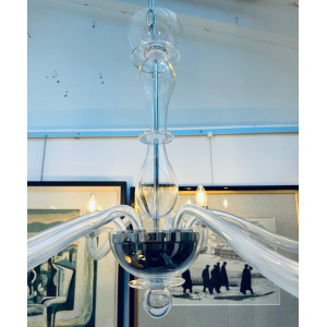 Italian Murano Clear Glass Chandelier By Sylcom, 1990s