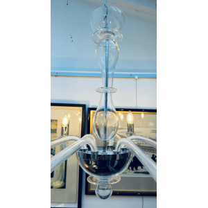 Italian Murano Clear Glass Chandelier By Sylcom, 1990s