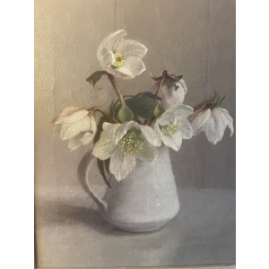 Anna Hornby still life painting of chrismas roses
