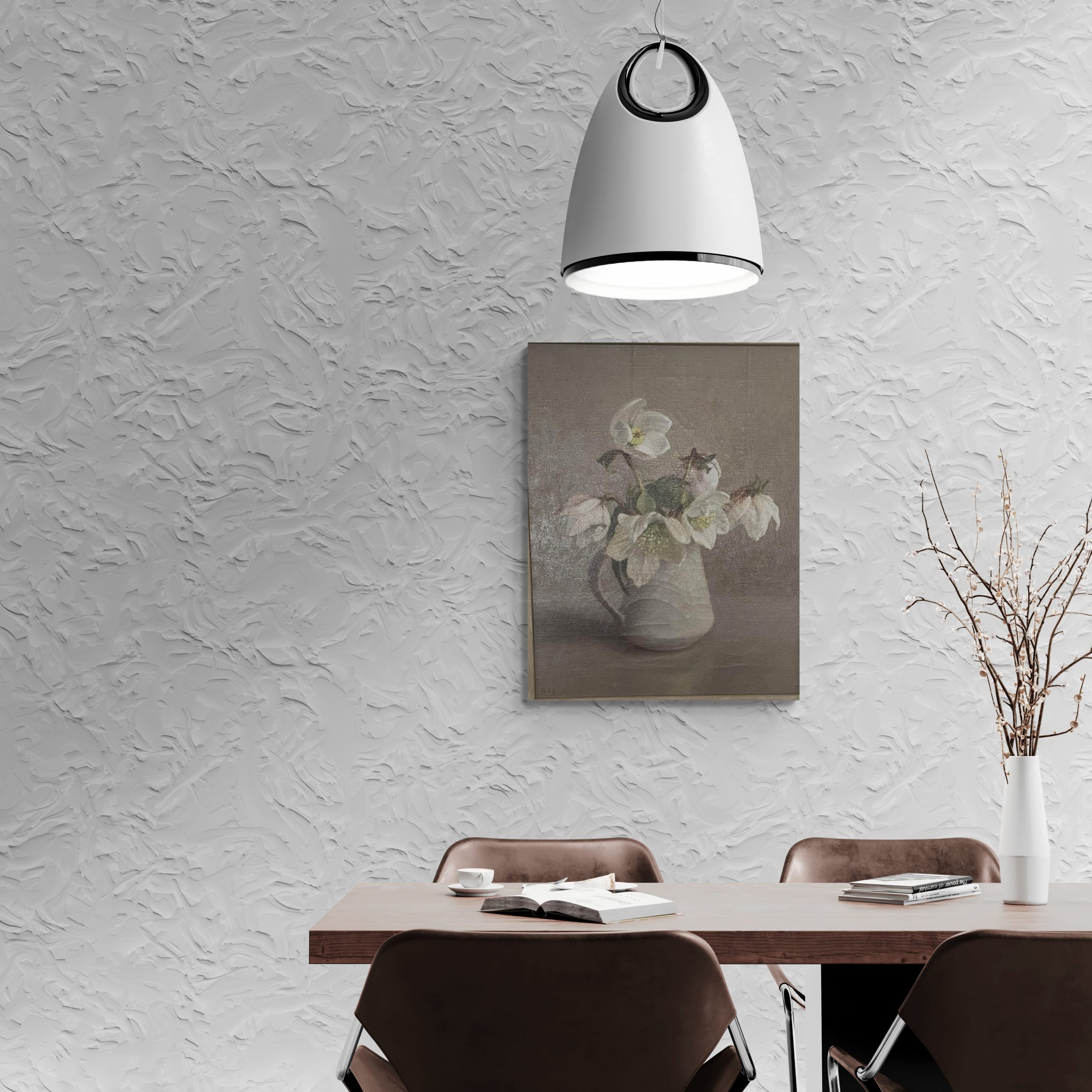 Anna Hornby still life painting of chrismas roses