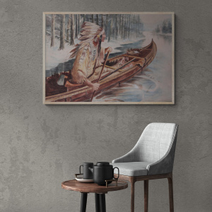 Antique watercolour of of Canadian Indigenous life