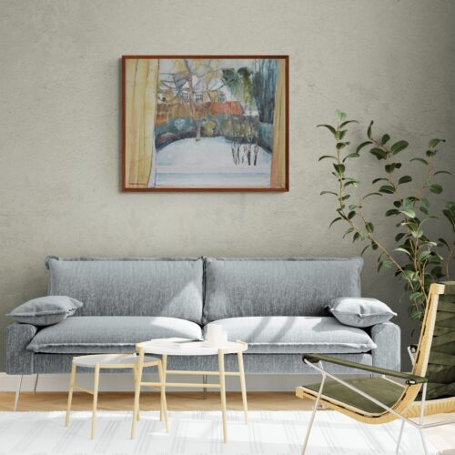 Vintage British Snow Scene Oil Painting By By Sussex Artist Jean Crummack