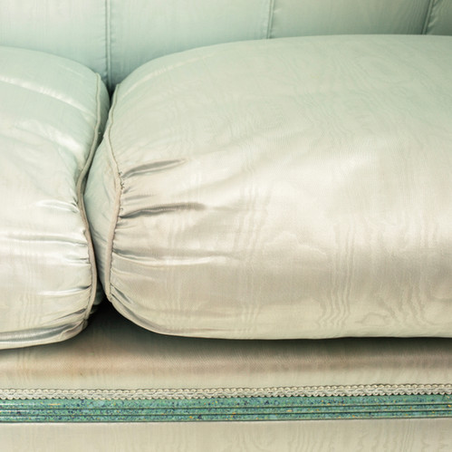 Pair of silk Moiré sofas produced by StyleArte in the 1980s