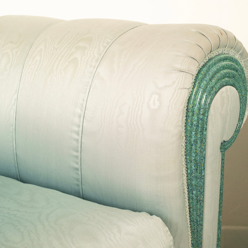 Pair of silk Moiré sofas produced by StyleArte in the 1980s