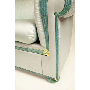 Pair of silk Moiré sofas produced by StyleArte in the 1980s