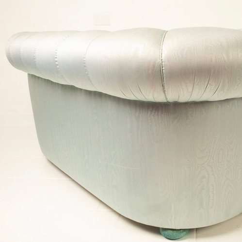 Pair of silk Moiré sofas produced by StyleArte in the 1980s