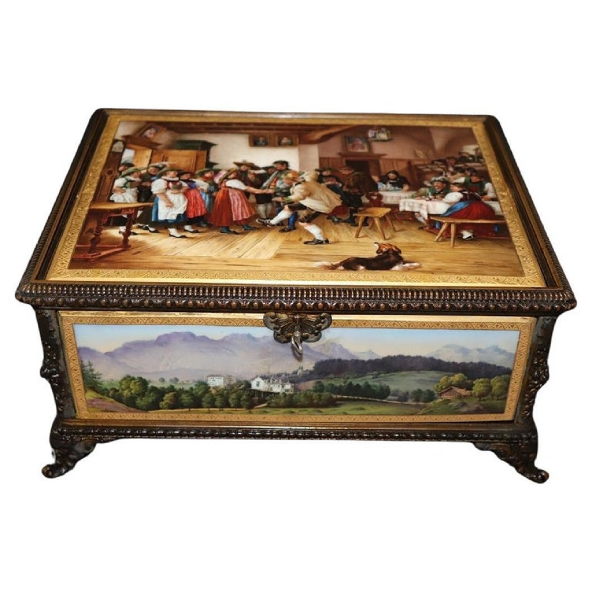 19th Century Bronze Mounted Hand Painted Porcelain Casket from KPM