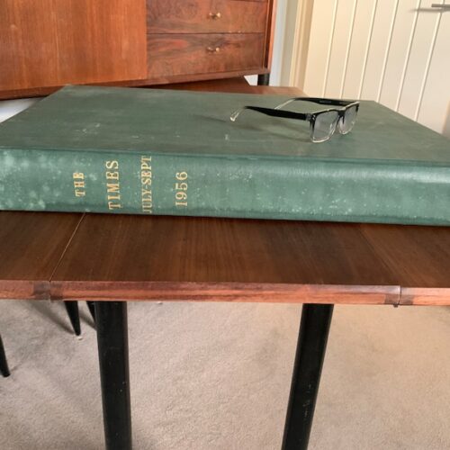 A bound copy of The Times newspaper July - September 1956. Genuine original 1956
