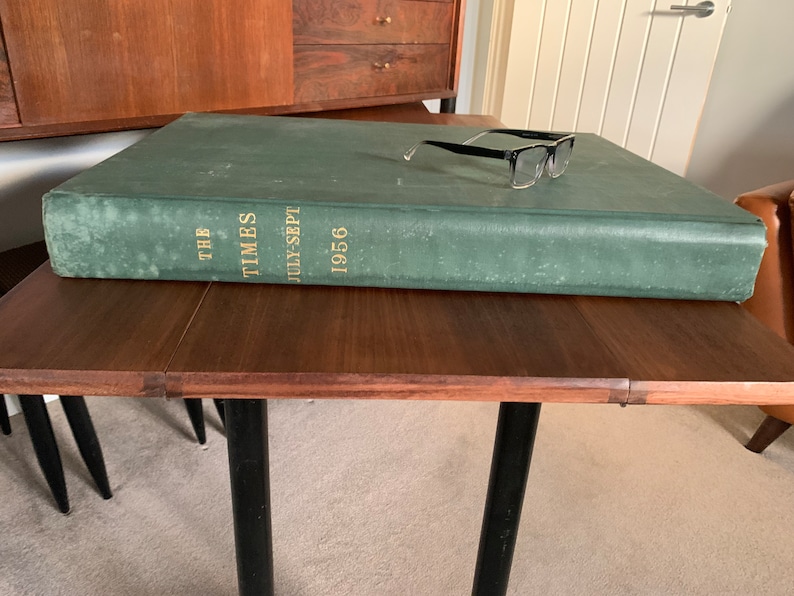 A bound copy of The Times newspaper July - September 1956. Genuine original 1956