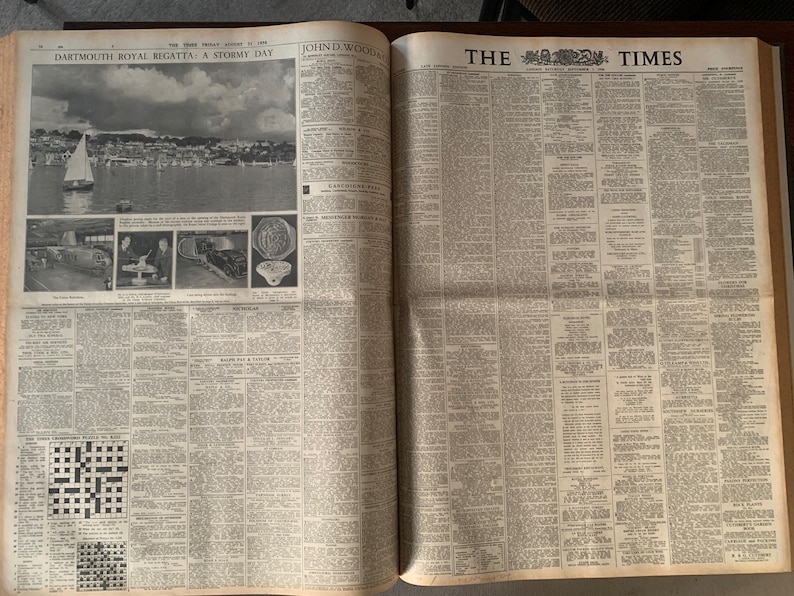 A bound copy of The Times newspaper July - September 1956. Genuine original 1956