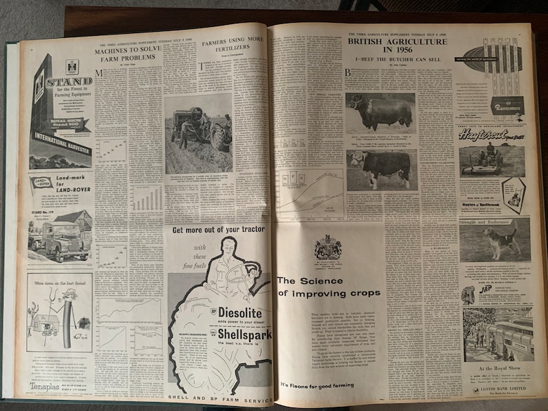 A bound copy of The Times newspaper July - September 1956. Genuine original 1956