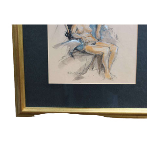 Midcentury Female Nude Watercolour Sketch