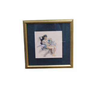 Midcentury Female Nude Watercolour Sketch