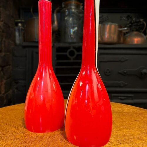 Mid-Century Murano Luciano Vistosi Red-White-Black Glass Pendant Lampshades
