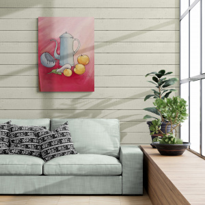 Vintage Still Life Of Fruit And Coffee Pot