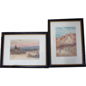 Pair of Antique Prints of Palestine and Mount Mount Sinai