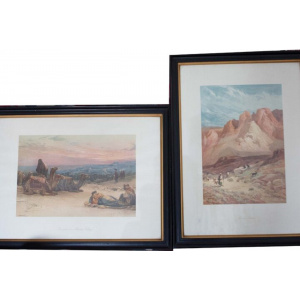 Pair of Antique Prints of Palestine and Mount Mount Sinai