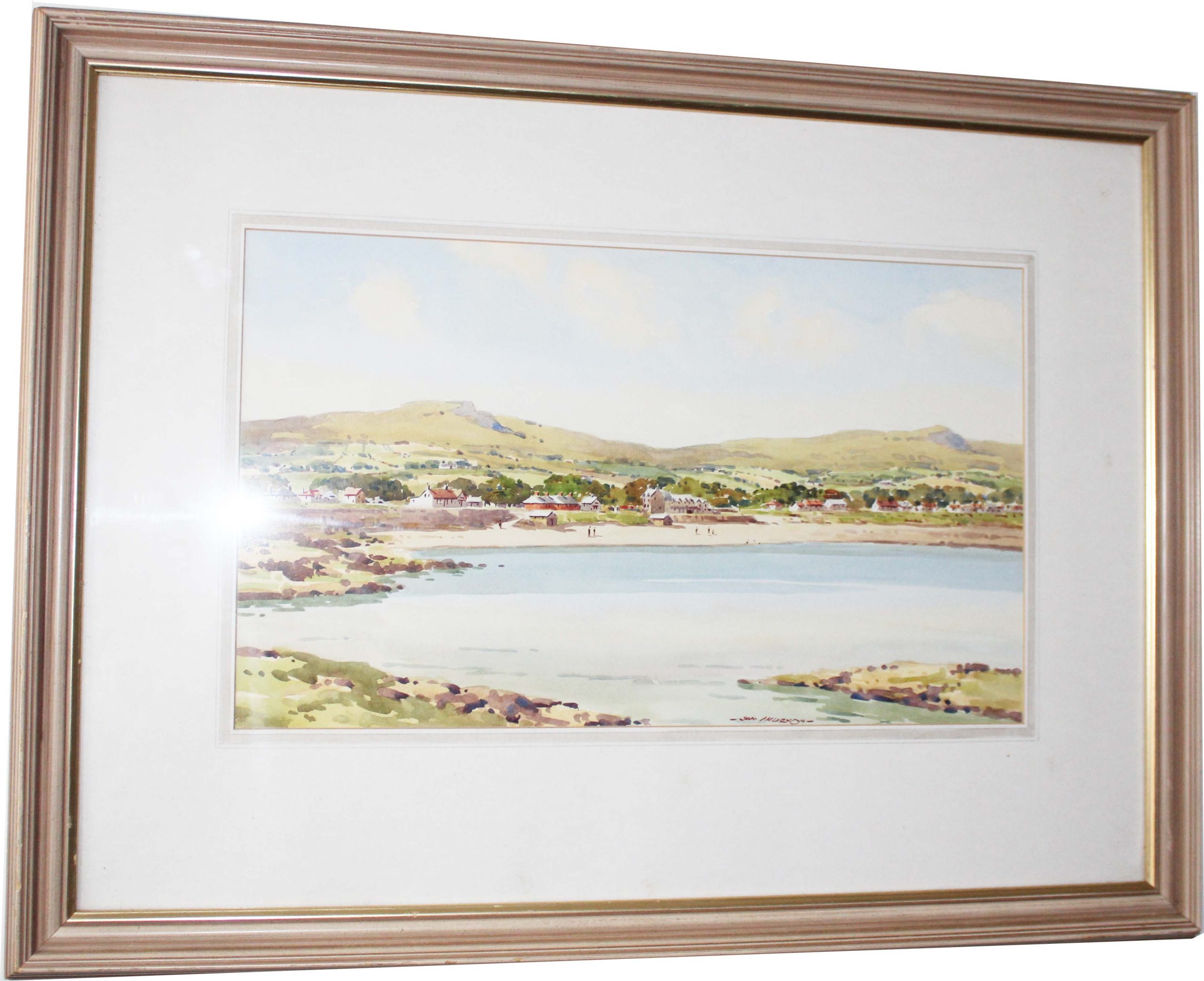 Northern Ireland Watercolour Of Ballygally Beach
