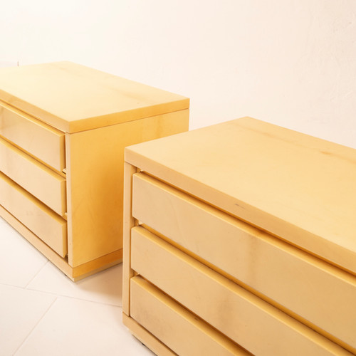 Pair of parchment bedside tables by Aldo Tura for Tura Milano
