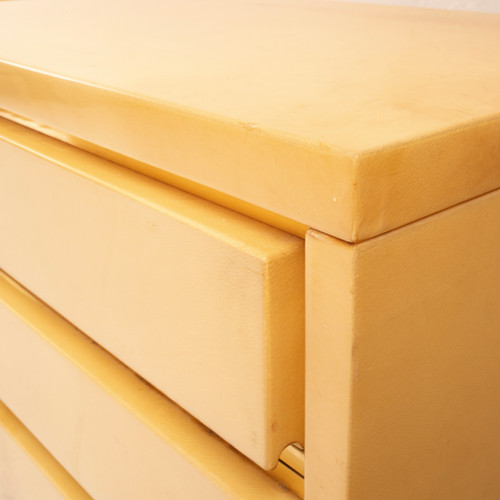 Pair of parchment bedside tables by Aldo Tura for Tura Milano